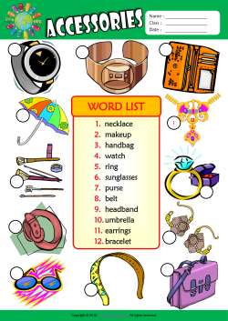 Accessories Number the Pictures ESL Vocabulary Worksheet