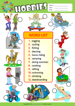 Hobbies Number the Pictures ESL Vocabulary Worksheet