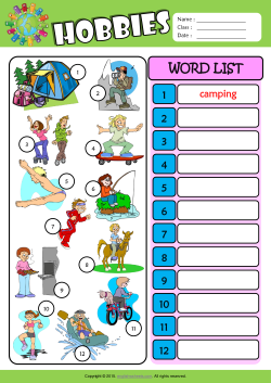 Hobbies Write the Words ESL Vocabulary Worksheet