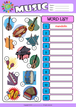 Musical Instruments Write the Words ESL Vocabulary Worksheet