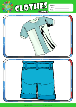 Summer Clothes ESL Flashcards Set for Kids