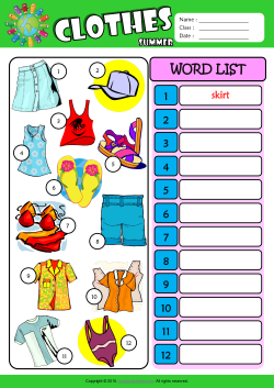 Summer Clothes Write the Words ESL Vocabulary Worksheet