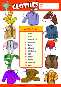 Winter Clothes Number the Pictures ESL Vocabulary Worksheet