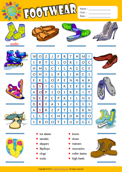 Footwear Word Search Puzzle ESL Vocabulary Worksheet