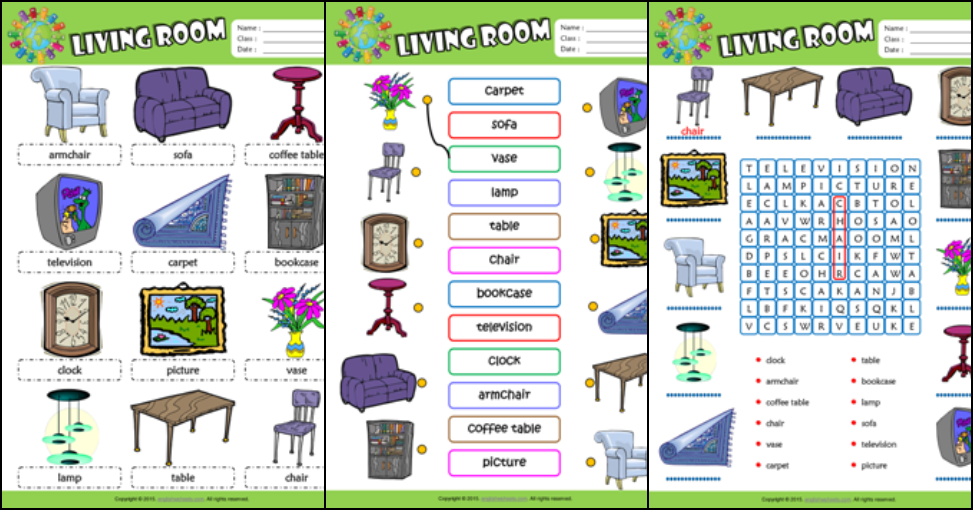 living room worksheet pdf