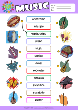 Musical Instruments ESL Matching Exercise Worksheet For Kids