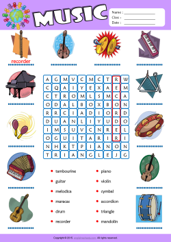 Musical Instruments Word Search Puzzle ESL Vocabulary Worksheet