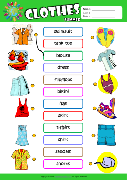 Summer Clothes ESL Matching Exercise Worksheet For Kids