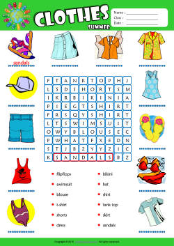 Summer Clothes Word Search Puzzle ESL Vocabulary Worksheet