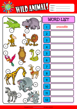 wild animals esl worksheets