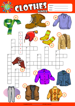 Winter Clothes Crossword Puzzle ESL Vocabulary Worksheet